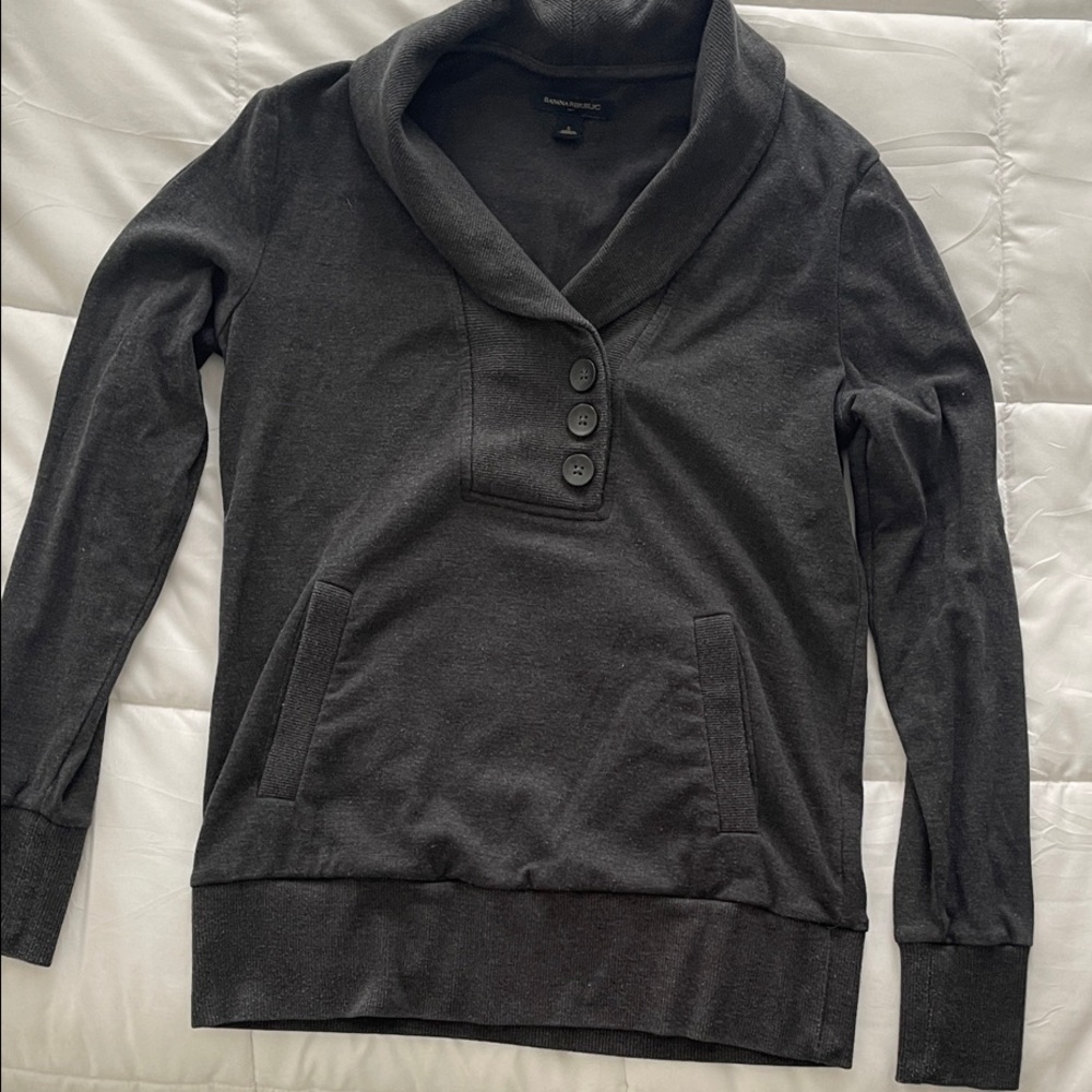 Charcoal Gray Button-Up Sweater